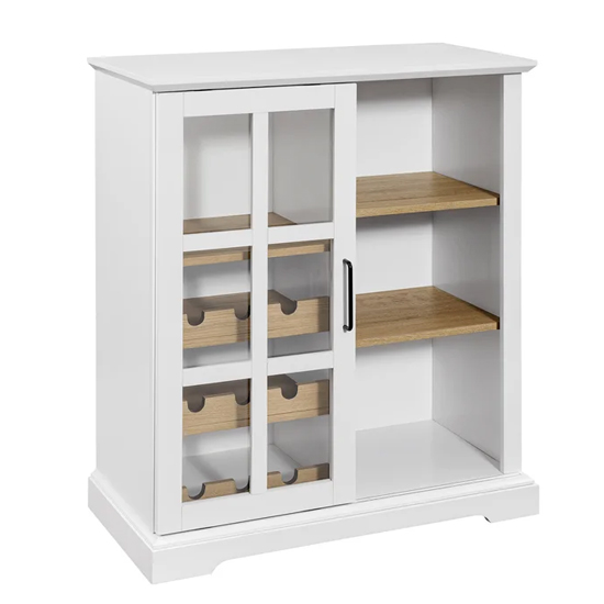 Jarrah Wooden Bar With Sliding Door In White And Oak