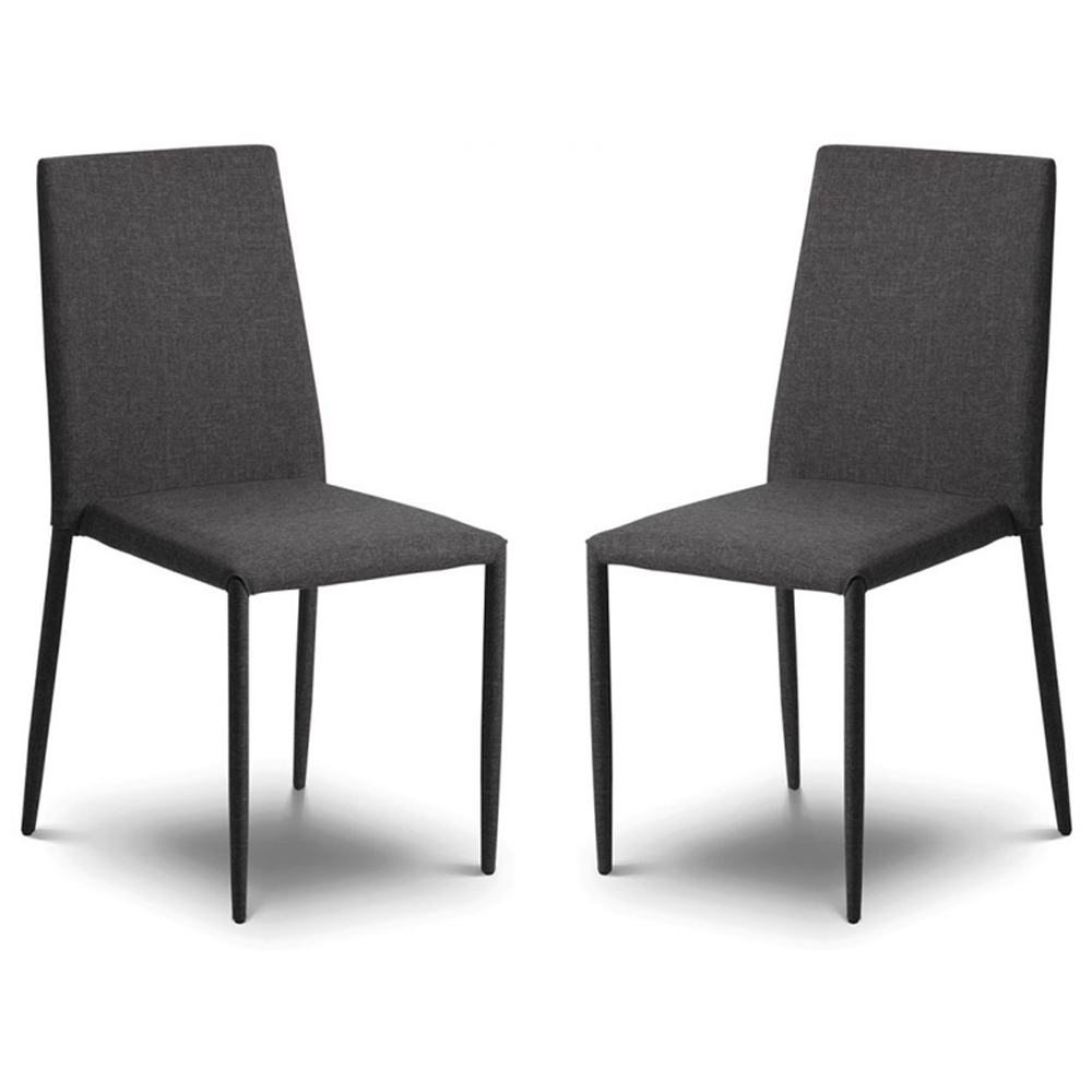 Jarrell Grey Fabric Dining Chairs In Pair