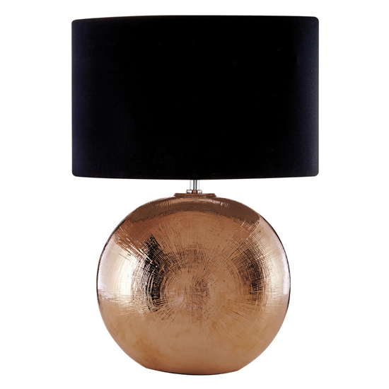 Jarvic Black Fabric Shade Table Lamp With Copper Base Furniture In Fashion Jarvic Black Fabric Shade Table Lamp, Round Copper Table Lamp