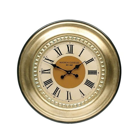 Jasmine Wall Clock Round In Gold Leaf Furniture in Fashion