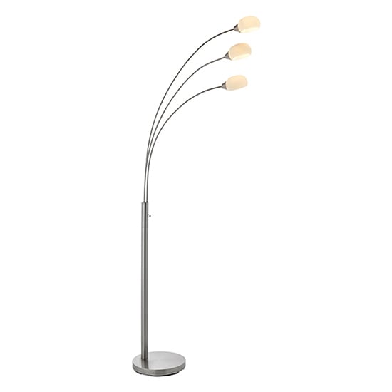 Photo of Jaspa 3 lights white glass floor lamp in satin nickel