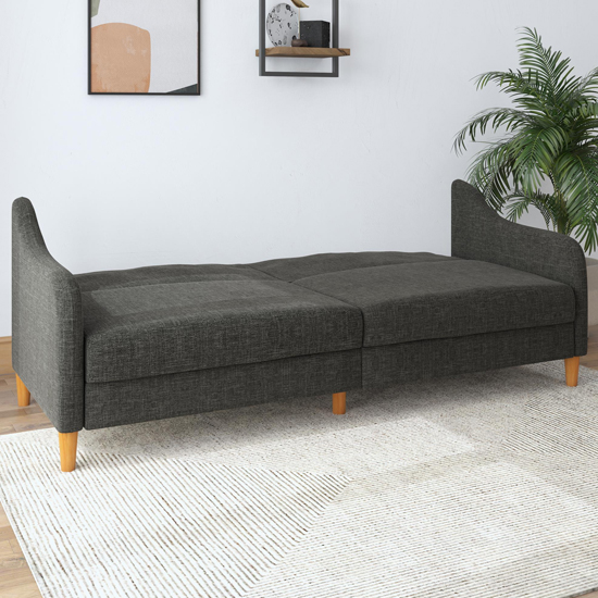 Jamaica Linen Fabric Sofa Bed With Wooden Legs In Grey