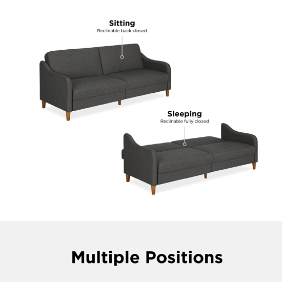 Jamaica Linen Fabric Sofa Bed With Wooden Legs In Grey