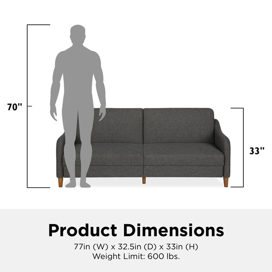 Jamaica Linen Fabric Sofa Bed With Wooden Legs In Grey