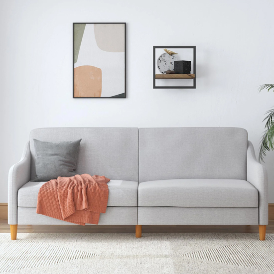 Jamaica Linen Fabric Sofa Bed With Wooden Legs In Light Grey
