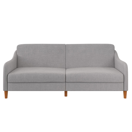 Jamaica Linen Fabric Sofa Bed With Wooden Legs In Light Grey