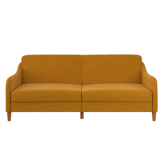 Jamaica Linen Fabric Sofa Bed With Wooden Legs In Mustard