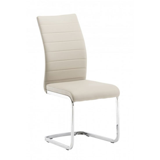 Read more about Joster faux leather dining chair in stone and taupe