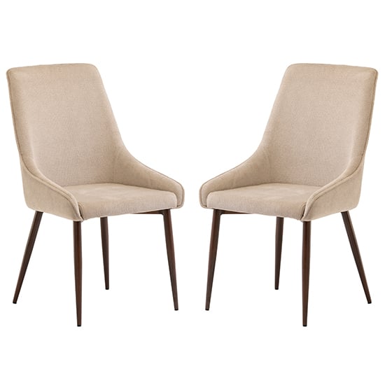 Jasper Ivory Fabric Dining Chairs With Wenge Legs In Pair