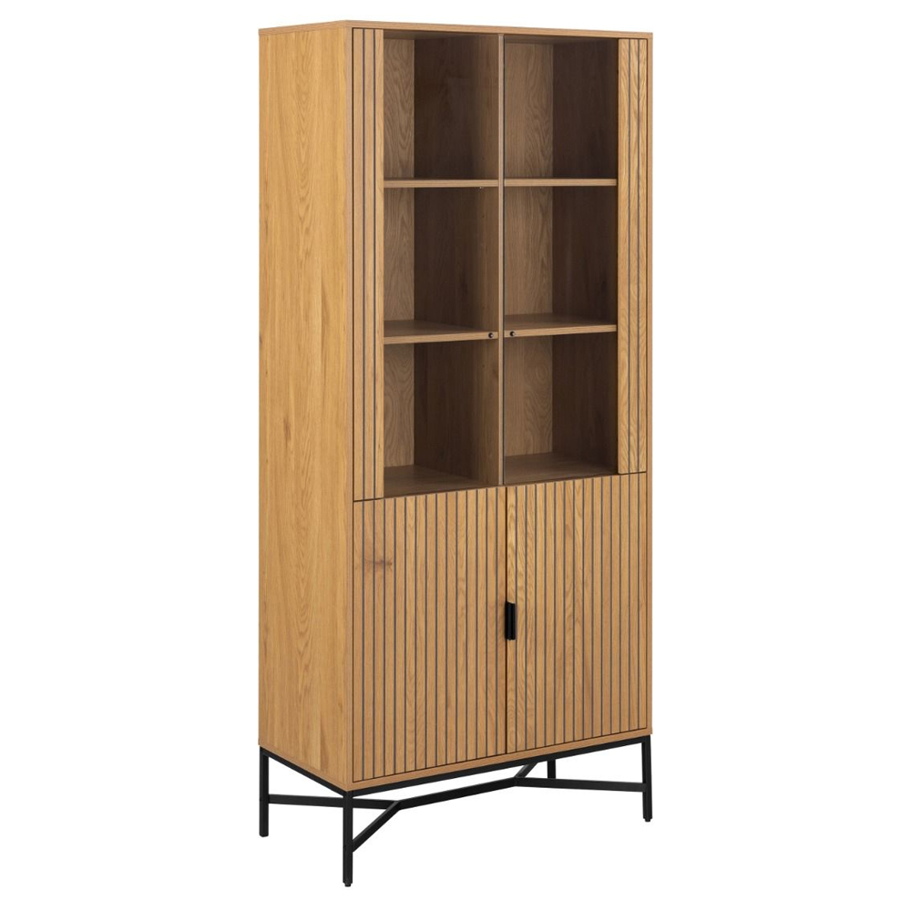 Jasper Wooden Display Cabinet With 4 Doors In Wild Oak