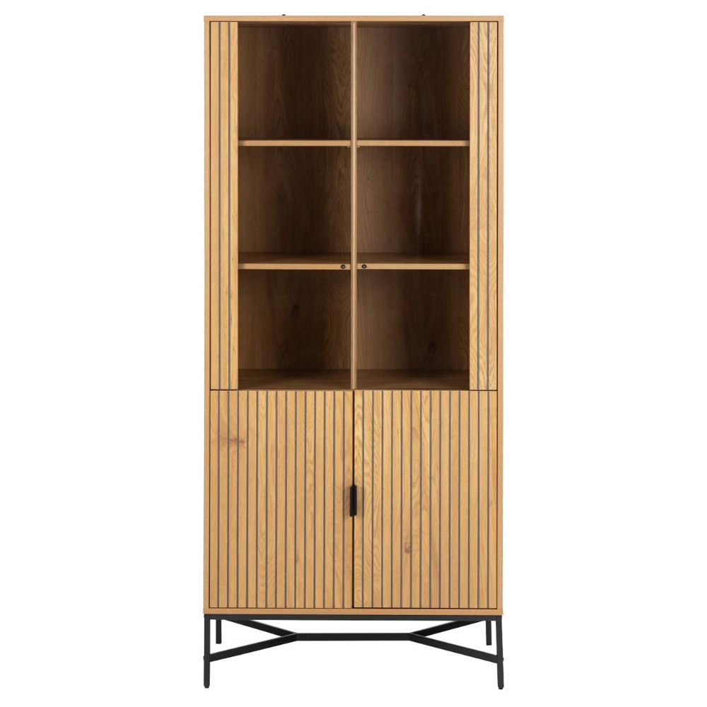 Jasper Wooden Display Cabinet With 4 Doors In Wild Oak