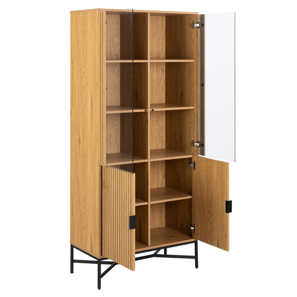 Jasper Wooden Display Cabinet With 4 Doors In Wild Oak