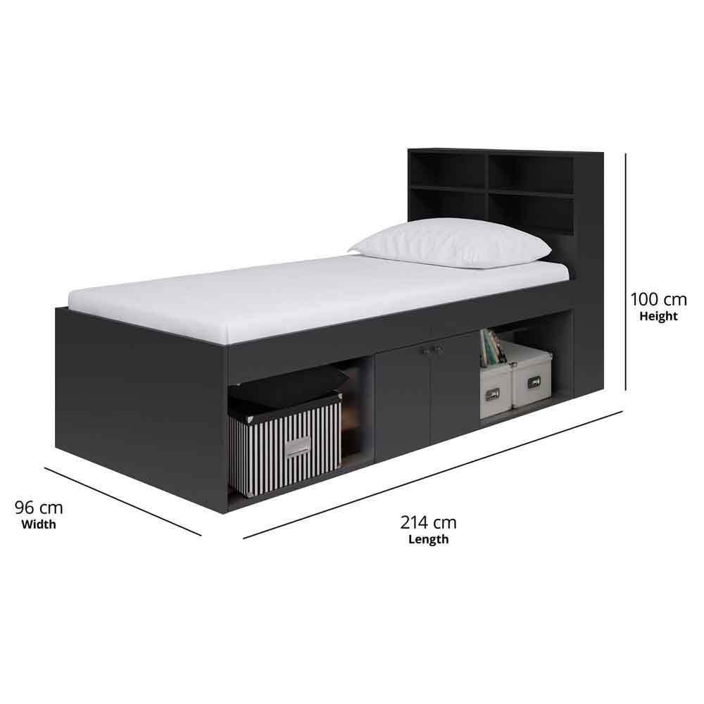 Jasper Wooden Low Single Bed In Black