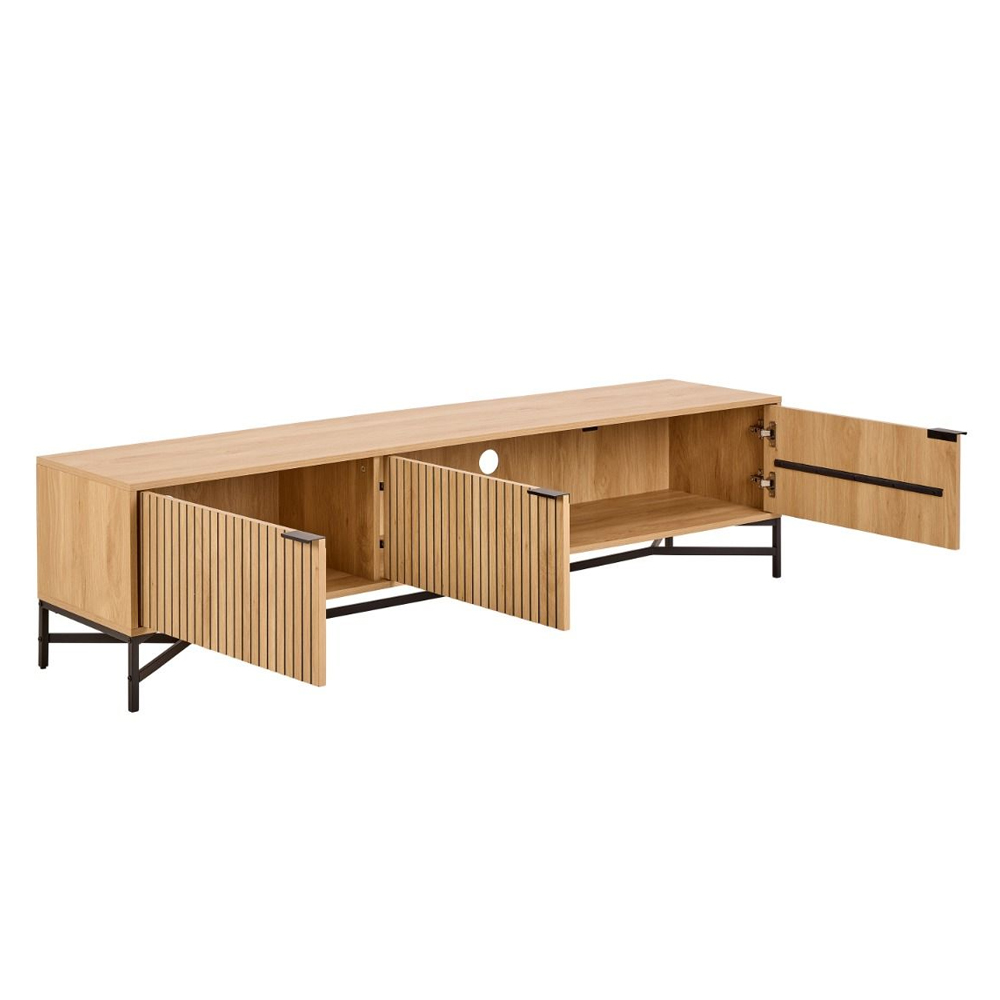 Jasper Wooden TV Stand With 3 Doors In Wild Oak