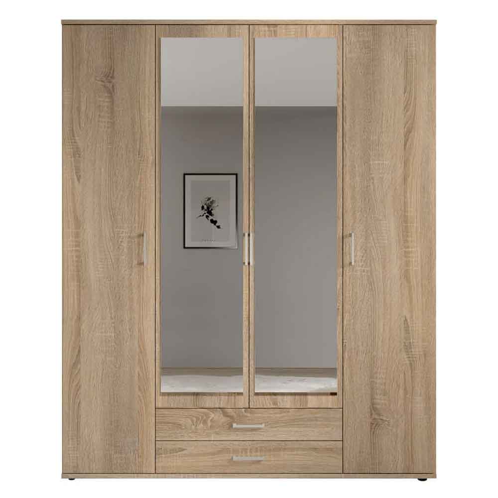 Kasper Wooden Wardrobe With 4 Doors 2 Drawers - Oak Sonoma