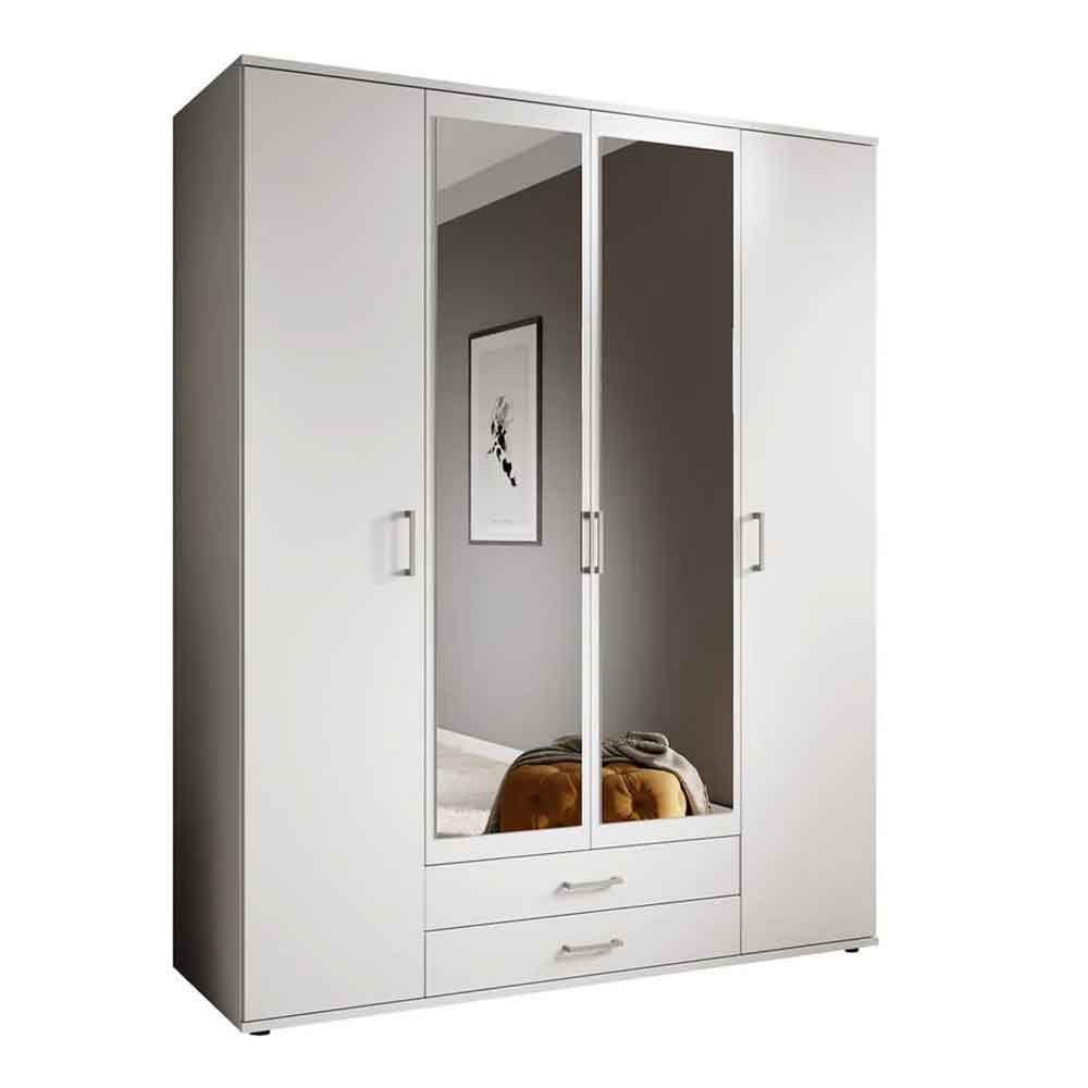 Kasper Wooden Wardrobe With 4 Doors 2 Drawers - White