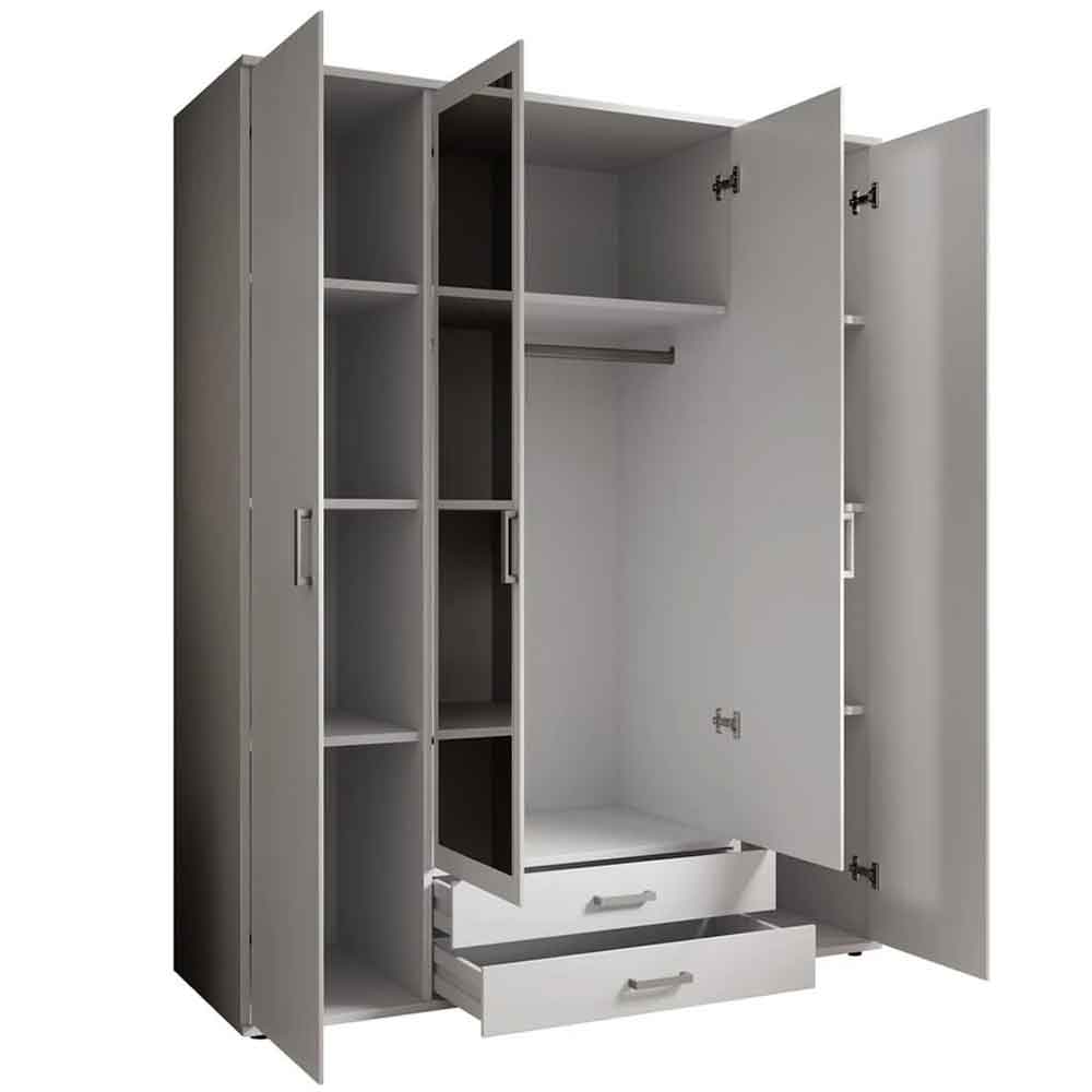Kasper Wooden Wardrobe With 4 Doors 2 Drawers - White
