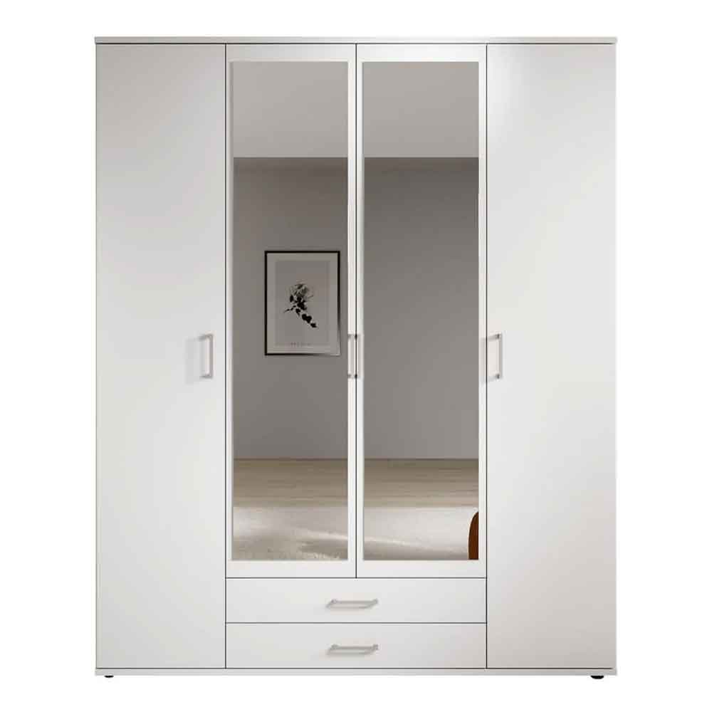 Kasper Wooden Wardrobe With 4 Doors 2 Drawers - White