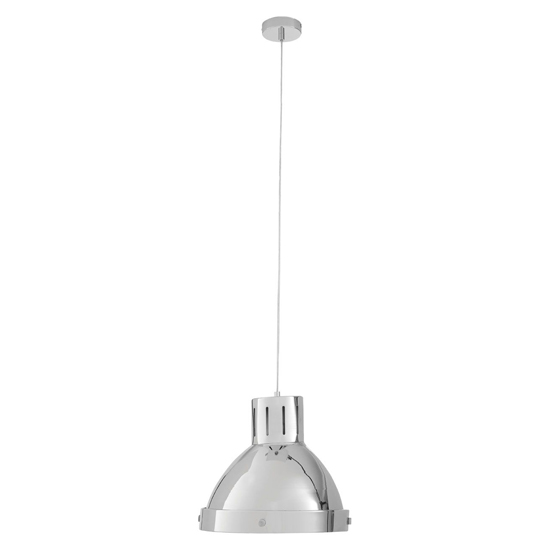 Product photograph of Jaspro 1 Metal Shade Industrial Pendant Light In Chrome from Furniture in Fashion