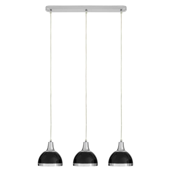 Jaspro 3 Metal Shades Pendant Light In Black And Chrome