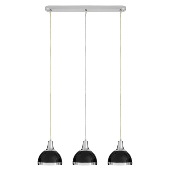 Product photograph of Jaspro 3 Metal Shades Pendant Light In Black And Chrome from Furniture in Fashion