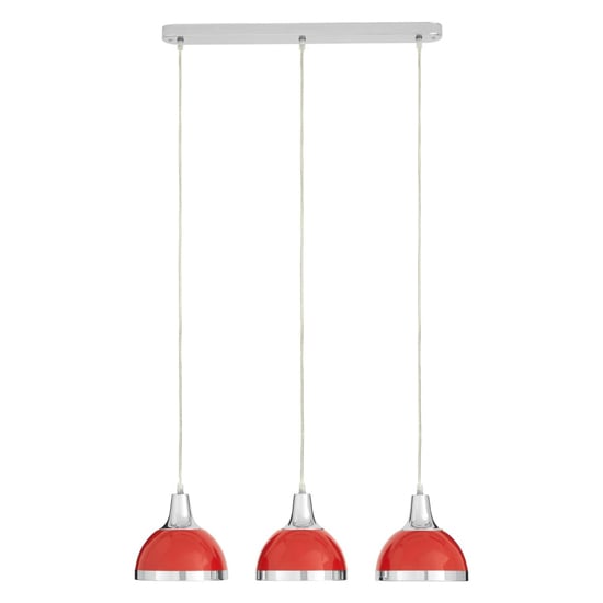 Jaspro 3 Metal Shades Pendant Light In Red And Chrome