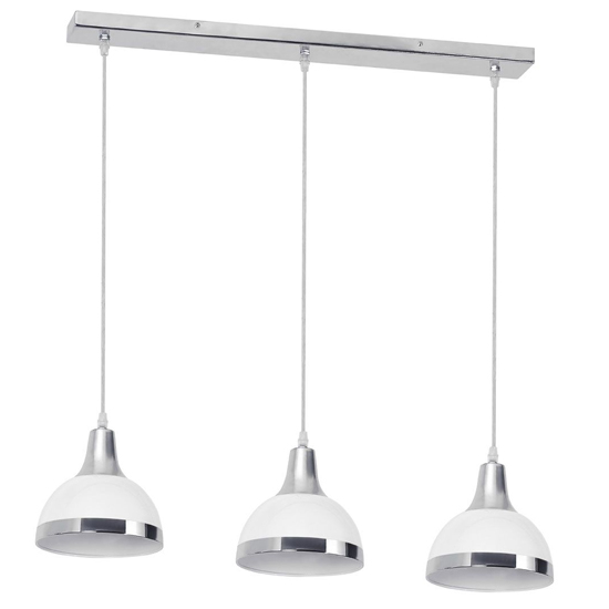 Product photograph of Jaspro 3 Metal Shades Pendant Light In White And Chrome from Furniture in Fashion