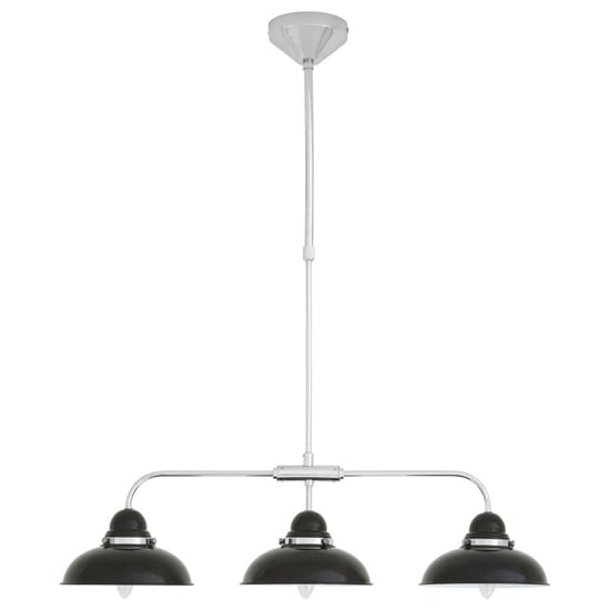 Jaspro 3 Steel Shades Pendant Light In Black And Chrome
