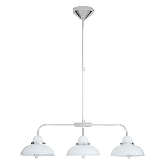 Jaspro 3 Steel Shades Pendant Light In White And Chrome