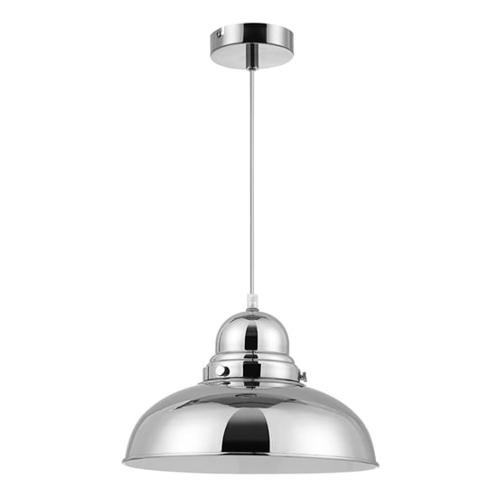 Product photograph of Jaspro Round 1 Metal Shade Pendant Light In Chrome from Furniture in Fashion