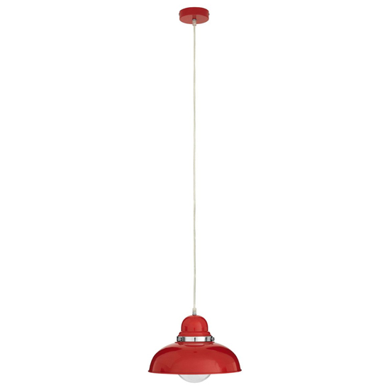 Photo of Jaspro round 1 metal shade pendant light in red and chrome