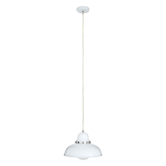 Jaspro Round 1 Metal Shade Pendant Light In White And Chrome