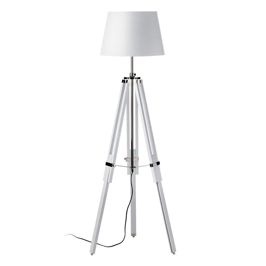 Read more about Jaspro white fabric shade floor lamp with wooden tripod base