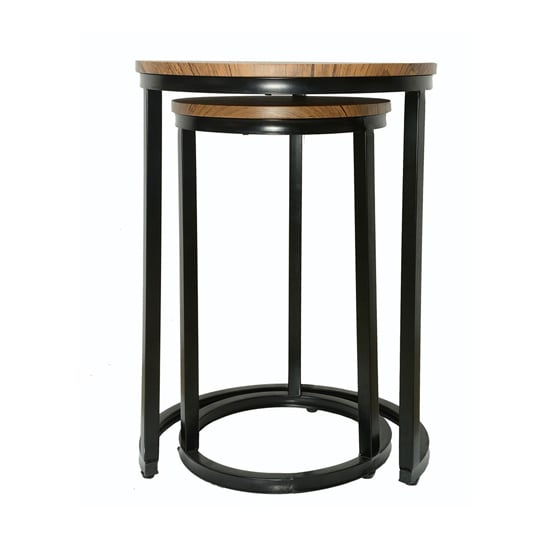 Jeva Distressed Tops Nest Of Tables With Black Frame