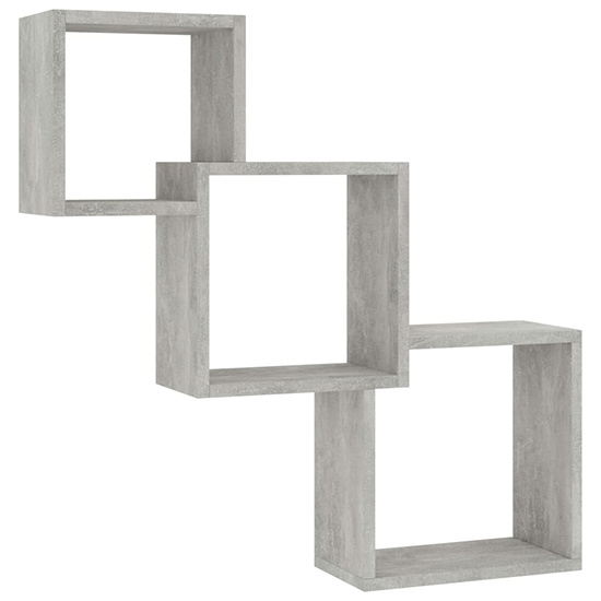 Javana Wooden Cube Wall Shelf In Concrete Effect