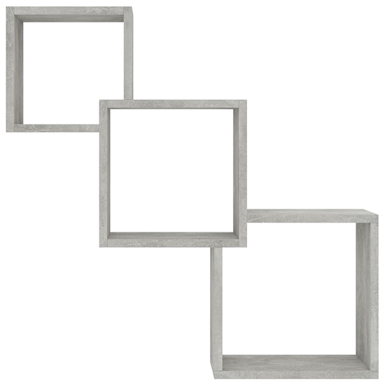 Javana Wooden Cube Wall Shelf In Concrete Effect
