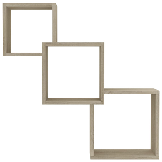 Javana Wooden Cube Wall Shelf In Sonoma Oak