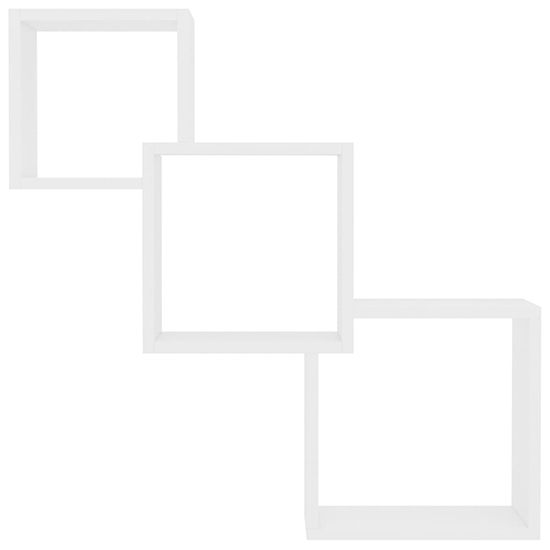 Javana Wooden Cube Wall Shelf In White