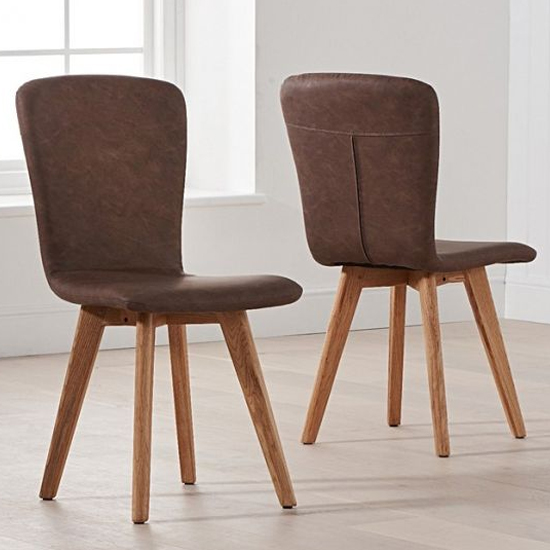 Javelin Brown Faux Leather Dining Chairs With Oak Legs In A Pair Furniture in Fashion