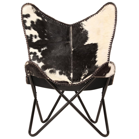 Javes Genuine Goat Leather Butterfly Chair In Black And White_2