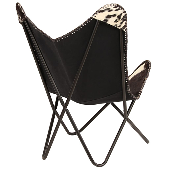 Javes Genuine Goat Leather Butterfly Chair In Black And White_3