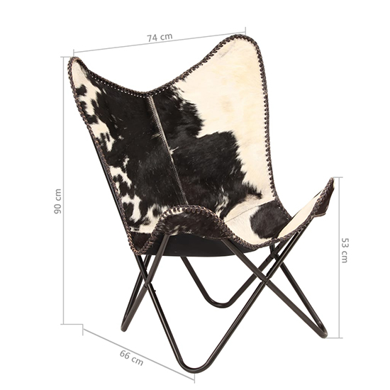 Javes Genuine Goat Leather Butterfly Chair In Black And White_4