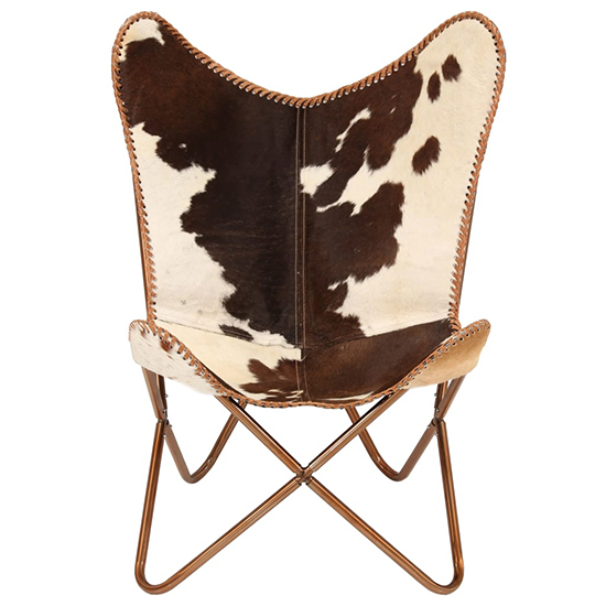 Javes Genuine Goat Leather Butterfly Chair In Brown And White_2