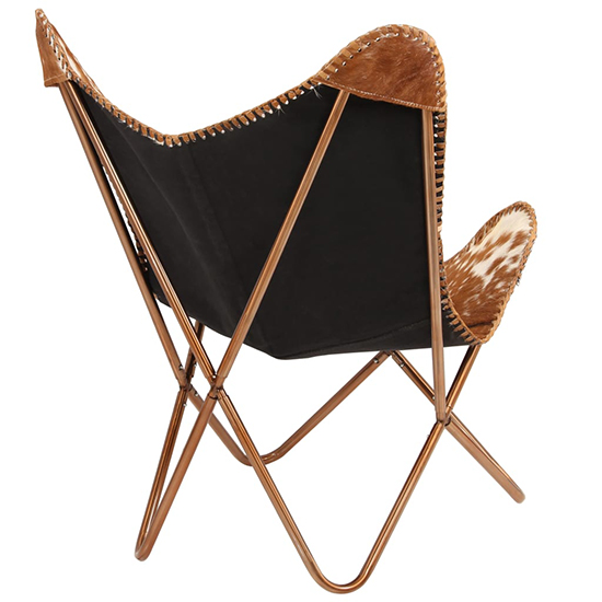 Javes Genuine Goat Leather Butterfly Chair In Brown And White_3