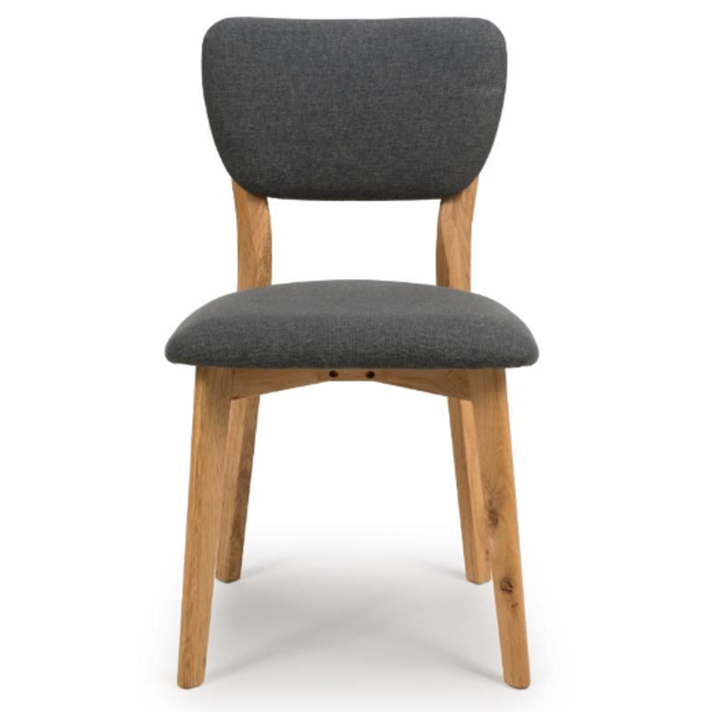 Javion Oak Wooden Dining Chairs With Fabric Seat In Pair