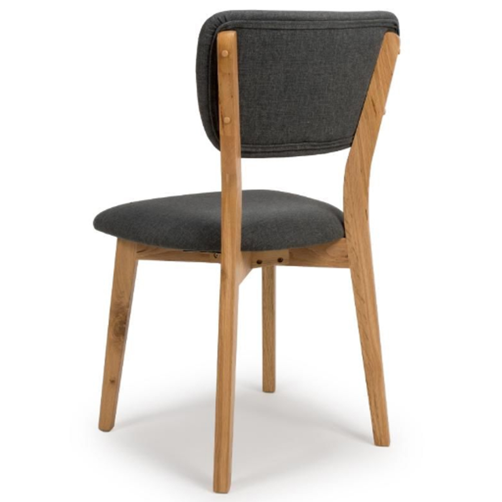 Javion Oak Wooden Dining Chairs With Fabric Seat In Pair