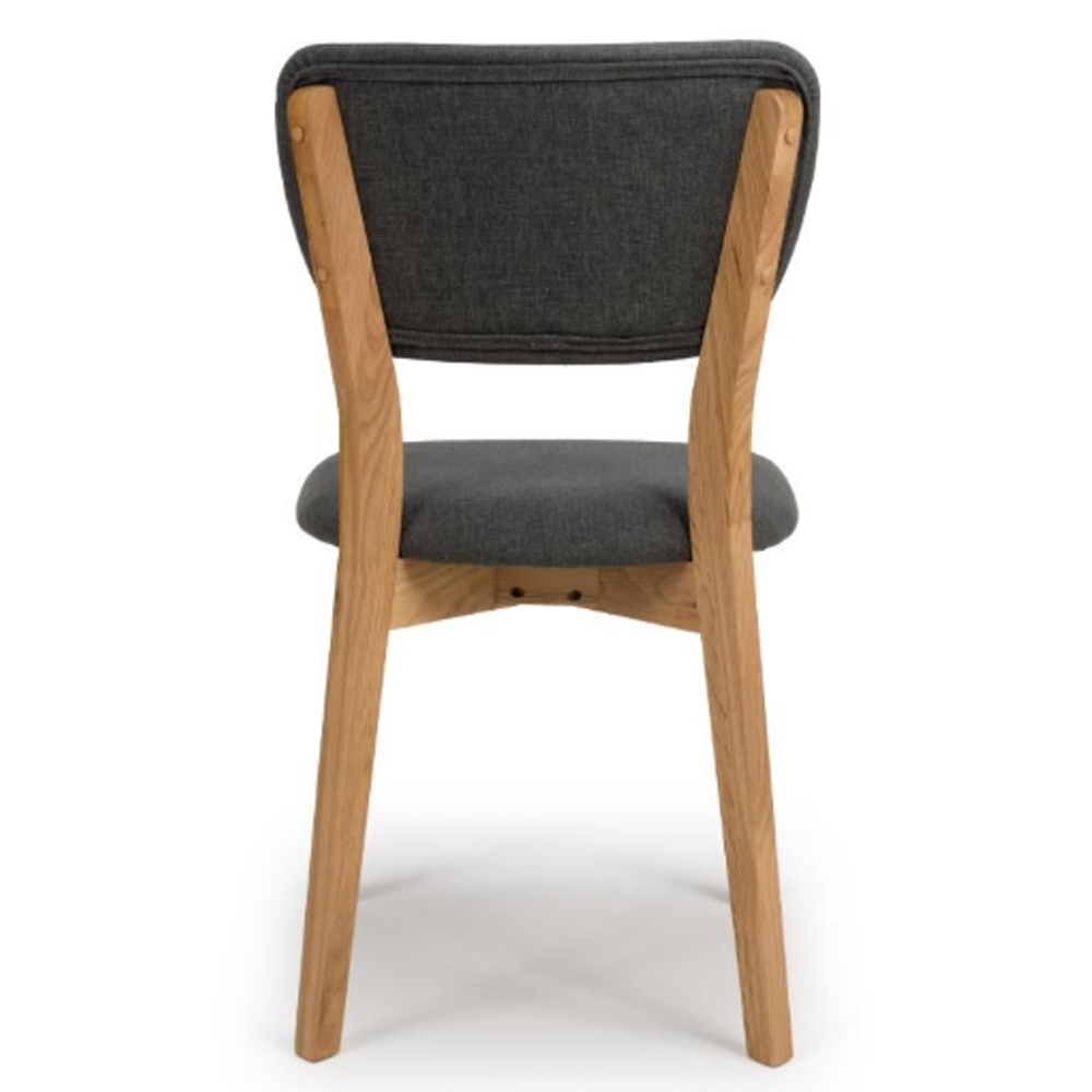 Javion Oak Wooden Dining Chairs With Fabric Seat In Pair