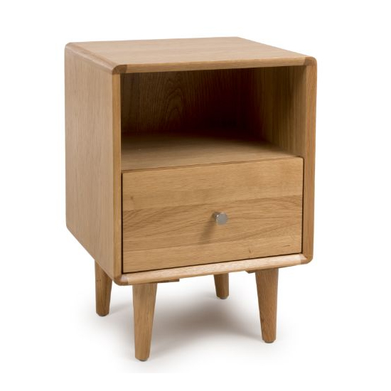 Read more about Javion wooden bedside cabinet with 1 drawer in natural oak