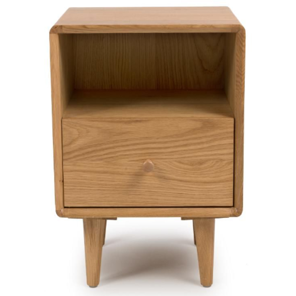 Javion Wooden Bedside Cabinet With 1 Drawer In Natural Oak