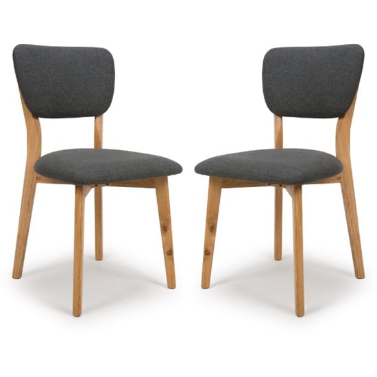 Javion Wooden Dining Chairs With Fabric Seat In Pair